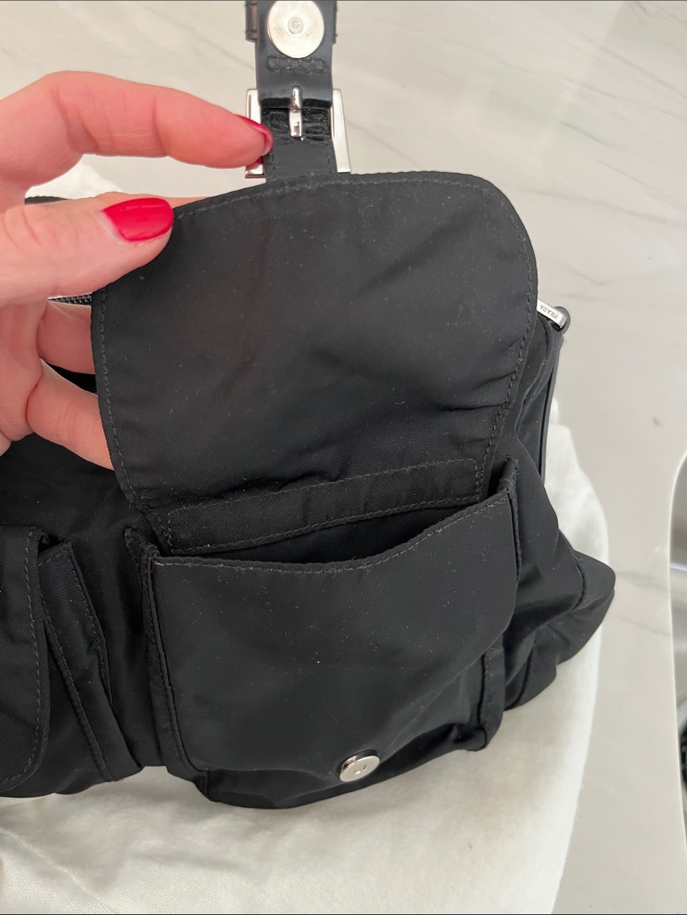 Prada Black Nylon Bandoliera Vela Messenger Bag with Front Buckle Pockets - Picture 4 of 7